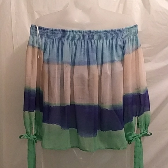 Zara Boho Off Shoulder Ombre Tie Dye Top - Picture 5 of 7